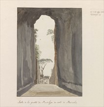 Exit of cave Crypta Neapolitana (or Grotta di Posillipo) on the coast of Pozzuoli, 1778. Creator: Louis Ducros.