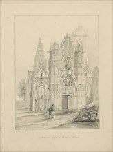 Façade of the cathedral of Senlis, c.1850. Creator: Petrus Josephus Hubertus Cuypers.