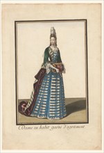 Lady in a dress trimmed with embellishment, c.1685-c.1690. Creator: Unknown.