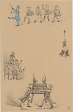 Menu card with teachers and students, 1878-1917. Creator: Theo van Hoytema.