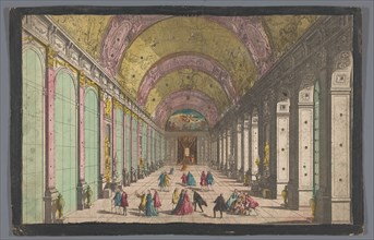 View of the Galerie des Glaces of the Versailles palace, 1700-1799. Creator: Anon.