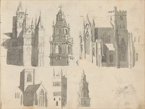 Exterior of churches and church towers, 1822-1893. Creator: Willem Troost II.