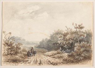 Landscape with a family, a sheep and a dog, 1842. Creator: Willem Valter.