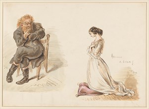 Figure studies of a man and a young girl, 1832-1897. Creator: Alexander Ver Huell.
