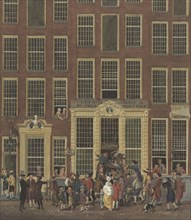 Jan de Groot's bookshop and lottery office in the Kalverstraat in Amsterdam, 1758-1843. Creator: Anon.