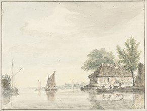 River landscape with sailing boats, 1733-1784. Creator: Hendrik Spilman.
