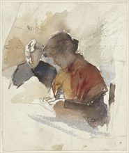 Two sewing women, 1865-1930. Creator: Jac van Looij.