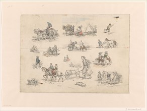 Figure studies with horses and chariots, 1832-1880. Creator: Jan Weissenbruch.