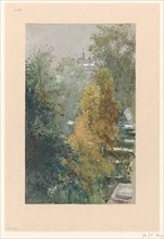 View of trees and buildings, 1919. Creator: Joan Frans Berg.