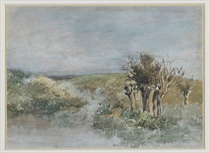 Landscape with pollard willows along a ditch, 1834-1903. Creator: Jan Hendrik Weissenbruch.