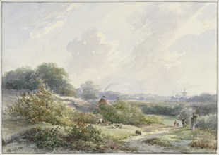 Landscape with farm and cattle, 1849. Creator: Willem Roelofs.