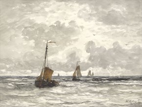 Fishing Boats on the Breakers, 1841-1915. Creator: Hendrik Willem Mesdag.