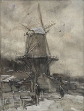A windmill in winter, 1847-1899. Creator: Jacob Henricus Maris.