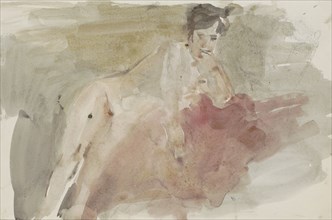 Seated Female Nude, 1875-1934. Creator: Isaac Lazerus Israels.