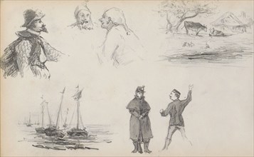 Studies of sailing ships, 1880. Creator: Marius Bauer.