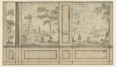 Design for room wall with three wallpaper panels, c. 1752-c. 1819. Creator: Juriaan Andriessen.