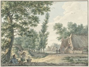 Landscape with two people under a tree, 1750-1818. Creator: Izaak Schmidt.