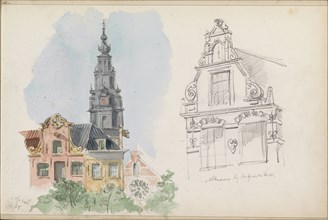 Tower of the Zuiderkerk in Amsterdam, building near the Grote Kerk in Alkmaar, 1865. Creator: Isaac Gosschalk.