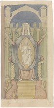 Mary with Christ child, sitting on the throne of Solomon, c. 1869-c. 1925. Creator: Antoon Derkinderen.