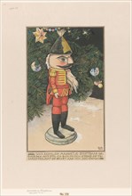 Nutcracker in hussar's uniform in front of a Christmas tree, 1898.  Creator: Willem Wenckebach.
