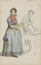 Two women at a table, 1871. Creator: Cornelis Springer.