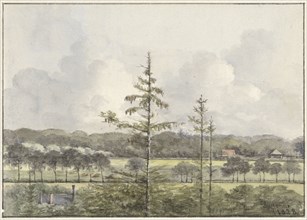 View of meadows and farm buildings, 1828. Creator: Pieter Ernst Hendrik Praetorius.