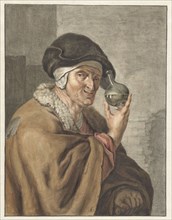 Old woman with a flask of urine, 1741-1820. Creator: Abraham Delfos.