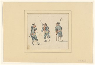 Three disabled soldiers, 1700-1800. Creator: Anon.
