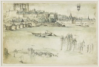 Loire landscape with the castles Saumur and Montsoreau, 1600-1650. Creator: Anon.