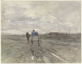 Farmer's cart on a country road, 1848-1888. Creator: Anton Mauve.