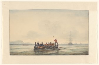 Sloop transports officers to a ship, 1829-1879. Creator: Ary Pleijsier.