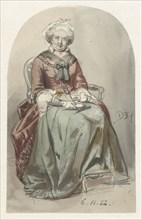 Sitting old lady, 1852. Creator: David Joseph Bles.