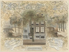 House on the Leliegracht, flanked by the bridges over the Prinsengracht and..., 1864-1936. Creator: Johannes Cornelis van Essen.