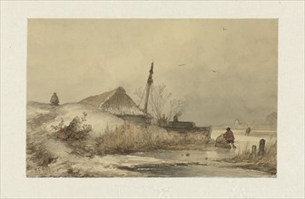 Winter landscape with farm on canal, 1852. Creator: Johannes Franciscus Hoppenbrouwers.