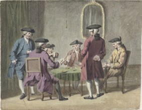 Men playing cards in an interior, 1735-1800. Creator: Pieter Louw.
