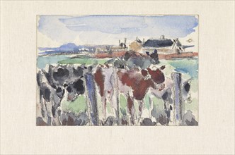 Landscape on the Schinkel with cows in the foreground, 1915. Creator: Rik Wouters.