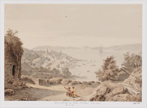 View of Ternate and the roads, the west coast of Halmahera, North Moluccas, 1821. Creator: Adrianus Johannes Bik.