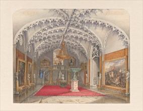 Marble front hall at the Gothic Hall, Kneuterdijk Palace, The Hague, 1850. Creator: Augustus Wijnantz.