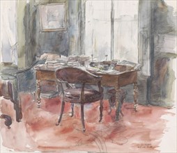 The desk in Mr. S. van Houten's study, in the house at Riouwstraat 6, in The Hague, 1872-1950. Creator: Barbara Elisabeth van Houten.