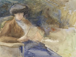 Seated woman reading, 1865-1913. Creator: Abrahamina Arnolda Louisa Hubrecht.