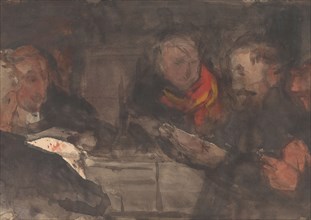 Group of men around a table, 1874-1945. Creator: Carel Adolph Lion Cachet.