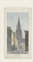 Street view with a view of the Grote Kerk in Breda, 1832. Creator: Carel Jacobus Behr.