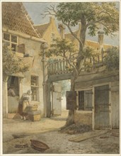 Courtyard in Amsterdam, 1814. Creator: Daniel Kerkhoff.