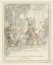 Paris welcomed by Menelaus and Helena, 1677-1755. Creator: Elias van Nijmegen.