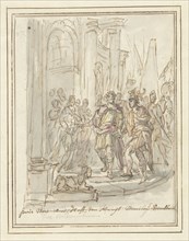 Paris is welcomed at the court of Menelaus, 1677-1755. Creator: Elias van Nijmegen.