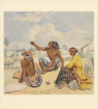 Three seated men at a kali (village), 1841. Creator: Ernest Alfred Hardouin.
