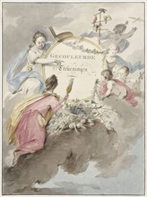 Title page for art book with coloured drawings, 1745-1808. Creator: Gerard van Nijmegen.
