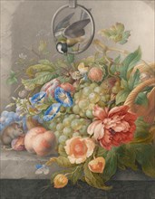 Still Life with Flowers, Fruit, a Great Tit and a Mouse, c.1700-c.1710. Creator: Herman Henstenburgh.