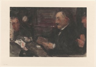 Gentlemen playing cards in cafe, 1875-1934. Creator: Isaac Lazerus Israels.