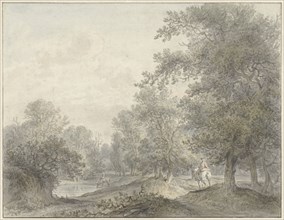 Forest landscape with rider and pond, 1745-1795. Creator: Jacobus Versteegen.